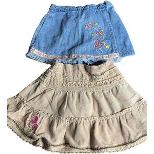 Toddler Girls Skorts 2T Denim Embroidered Corduroy Lot Of 2